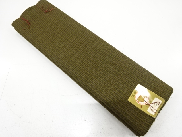 JAPANESE KIMONO / ANTIQUE BOLT FOR KIMONO / TANZEN / WOOL / SMALL GRID